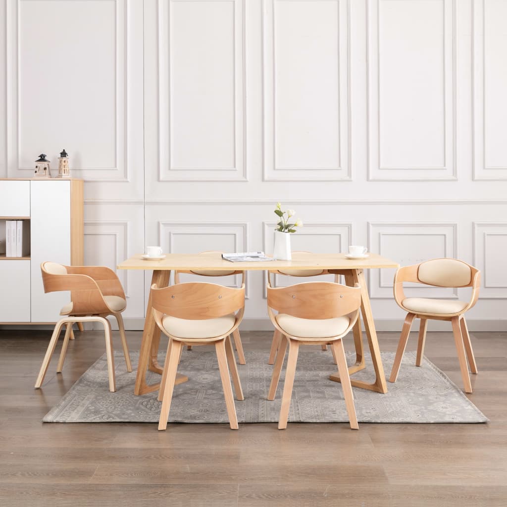 Sedie da Pranzo 6 pz in Legno Piegato e Similpelle | homemem39
