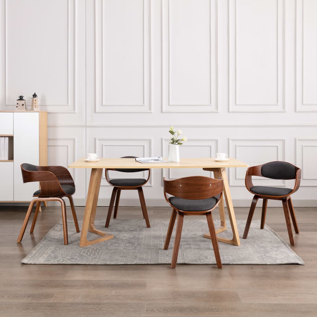 Sedie da Pranzo 4 pz in Legno Piegato e Tessuto Grigio | homemem39