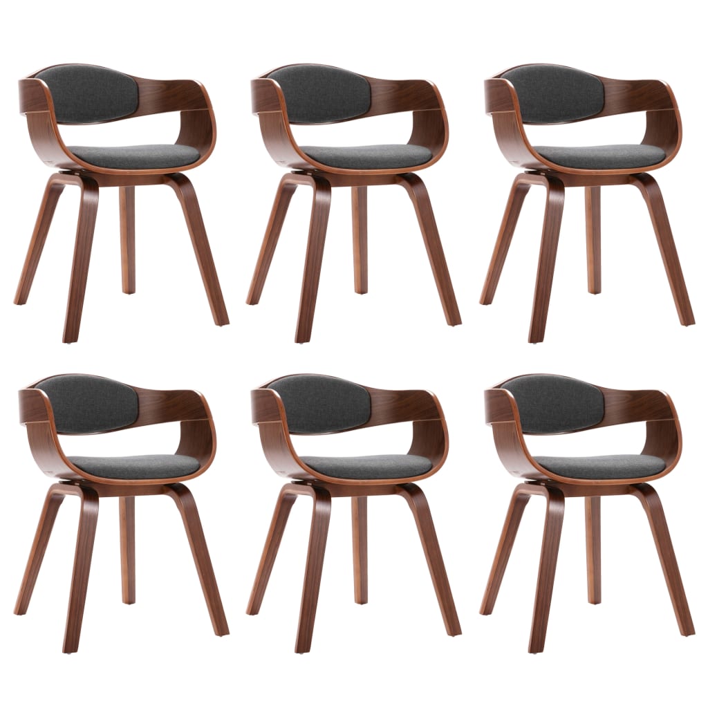 Sedie da Pranzo 6 pz in Legno Curvato e Tessuto Grigio | homemem39