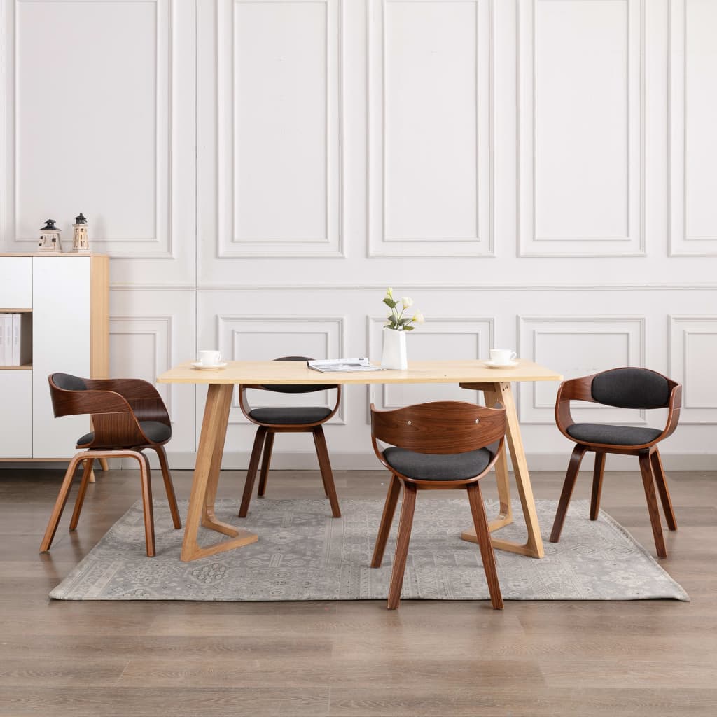 Sedie da Pranzo 6 pz in Legno Curvato e Tessuto Grigio | homemem39