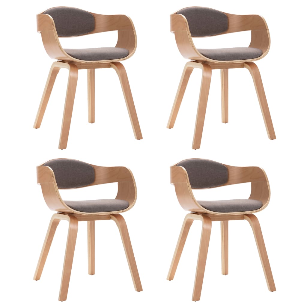 Sedie da Pranzo 4 pz in Legno Piegato e Tessuto Grigio Talpa | homemem39