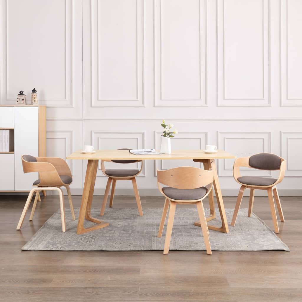 Sedie da Pranzo 4 pz in Legno Piegato e Tessuto Grigio Talpa | homemem39