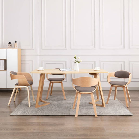 Sedie da Pranzo 4 pz in Legno Piegato e Tessuto Grigio Talpa | homemem39