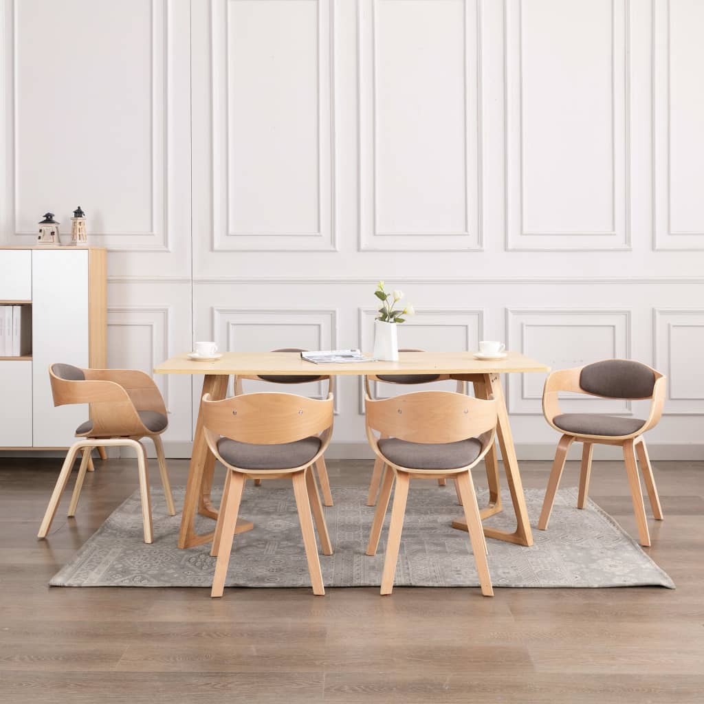 Sedie da Pranzo 6 pz Grigie in Legno Piegato e Tessuto Talpa | homemem39