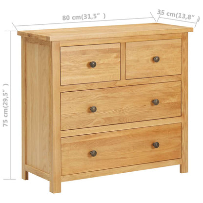 Cassettiera 80x35x75 cm in Legno Massello di Rovere - homemem39