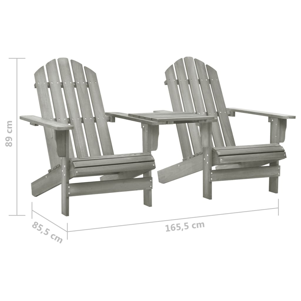 Sedie da Giardino Adirondack con Tavolino in Legno Abete Grigio - homemem39