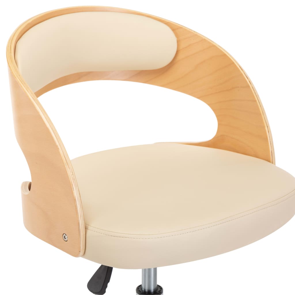 Sedia da Ufficio Girevole Crema in Legno Piegato e Similpelle - homemem39