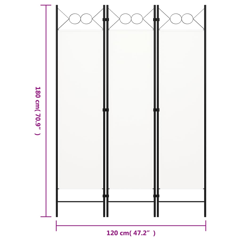 Paravento a 3 Pannelli Bianco 120x180 cm | homemem39