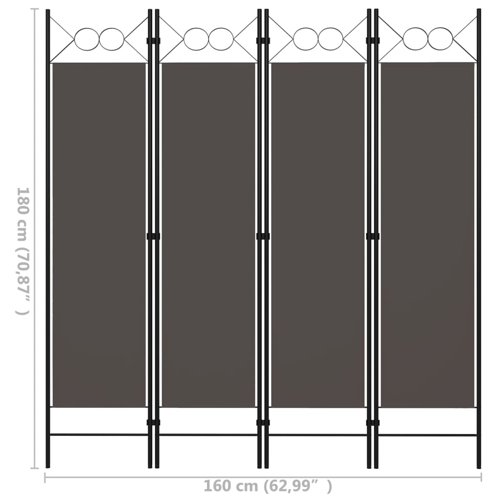 Paravento a 4 Pannelli Antracite 160x180 cm - homemem39