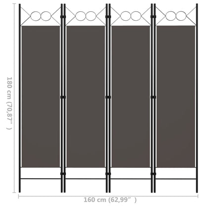 Paravento a 4 Pannelli Antracite 160x180 cm - homemem39
