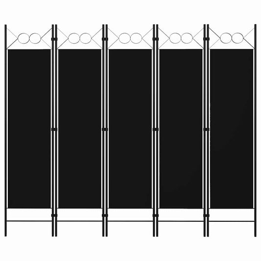 Paravento a 5 Pannelli Nero 200x180 cm | homemem39