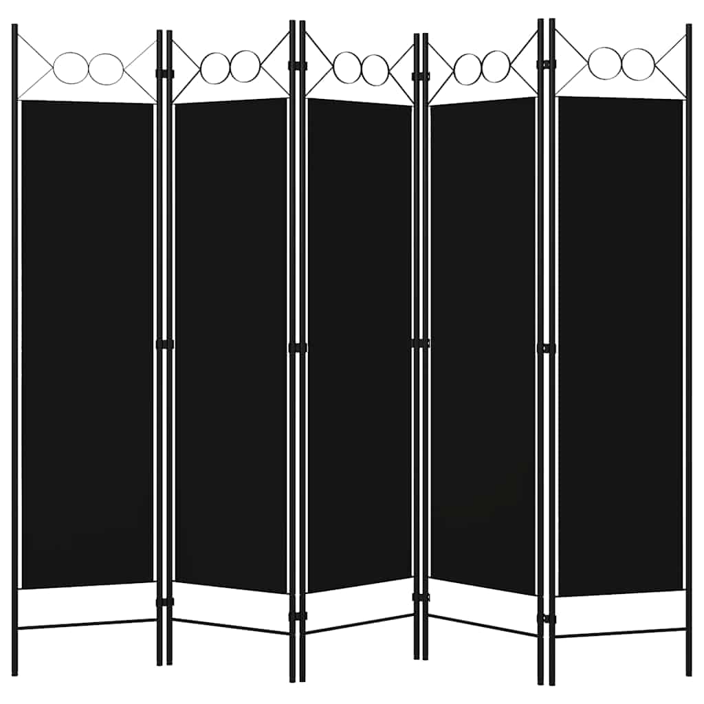 Paravento a 5 Pannelli Nero 200x180 cm | homemem39
