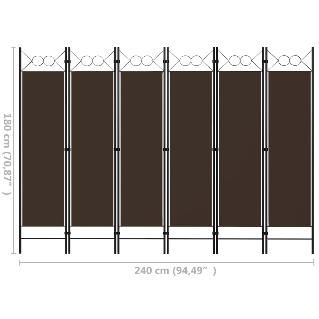 Paravento a 6 Pannelli Marrone 240x180 cm | homemem39