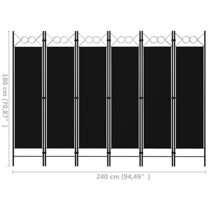 Paravento a 6 Pannelli Nero 240x180 cm | homemem39