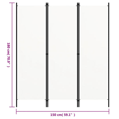 Paravento a 3 Pannelli Bianco 150x180 cm - homemem39