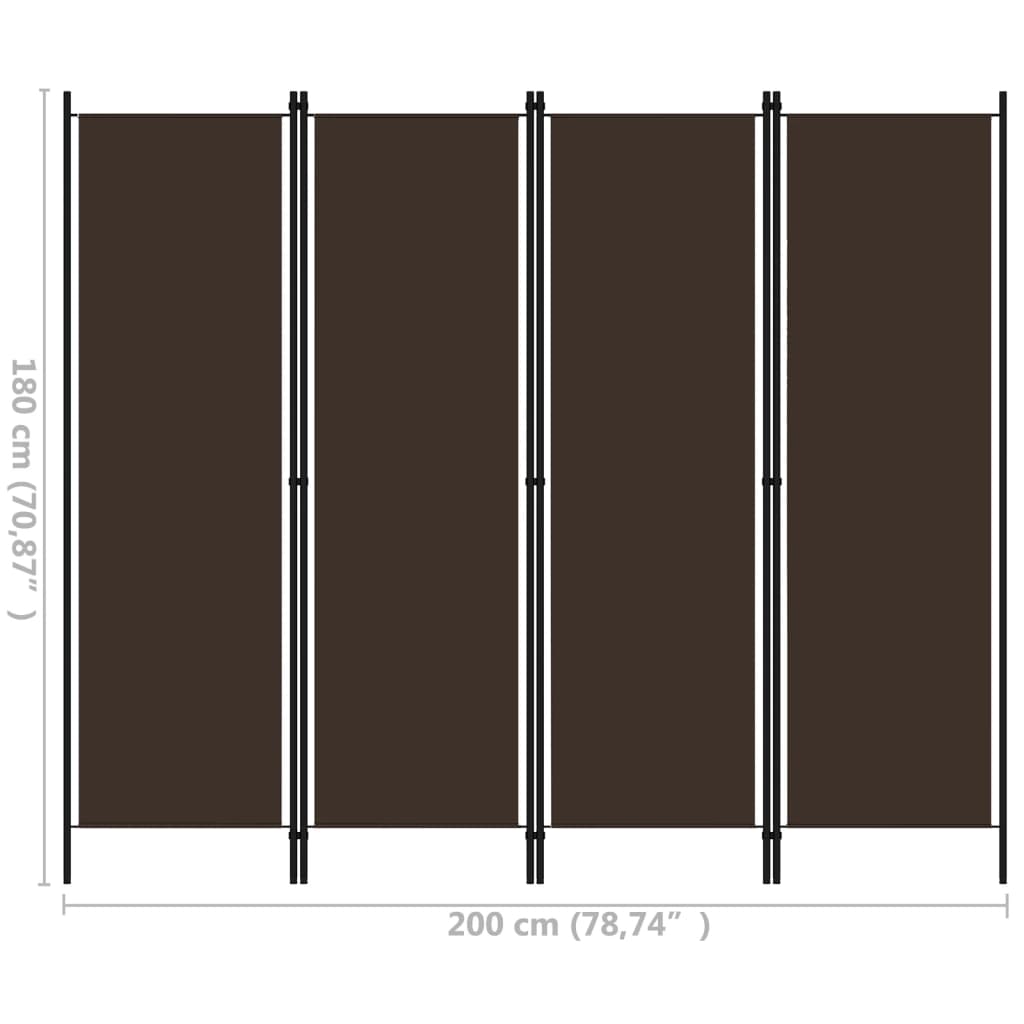 Paravento a 4 Pannelli Marrone 200x180 cm - homemem39