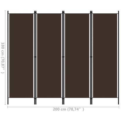 Paravento a 4 Pannelli Marrone 200x180 cm - homemem39