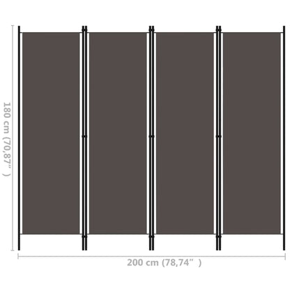 Paravento a 4 Pannelli Antracite 200x180 cm - homemem39