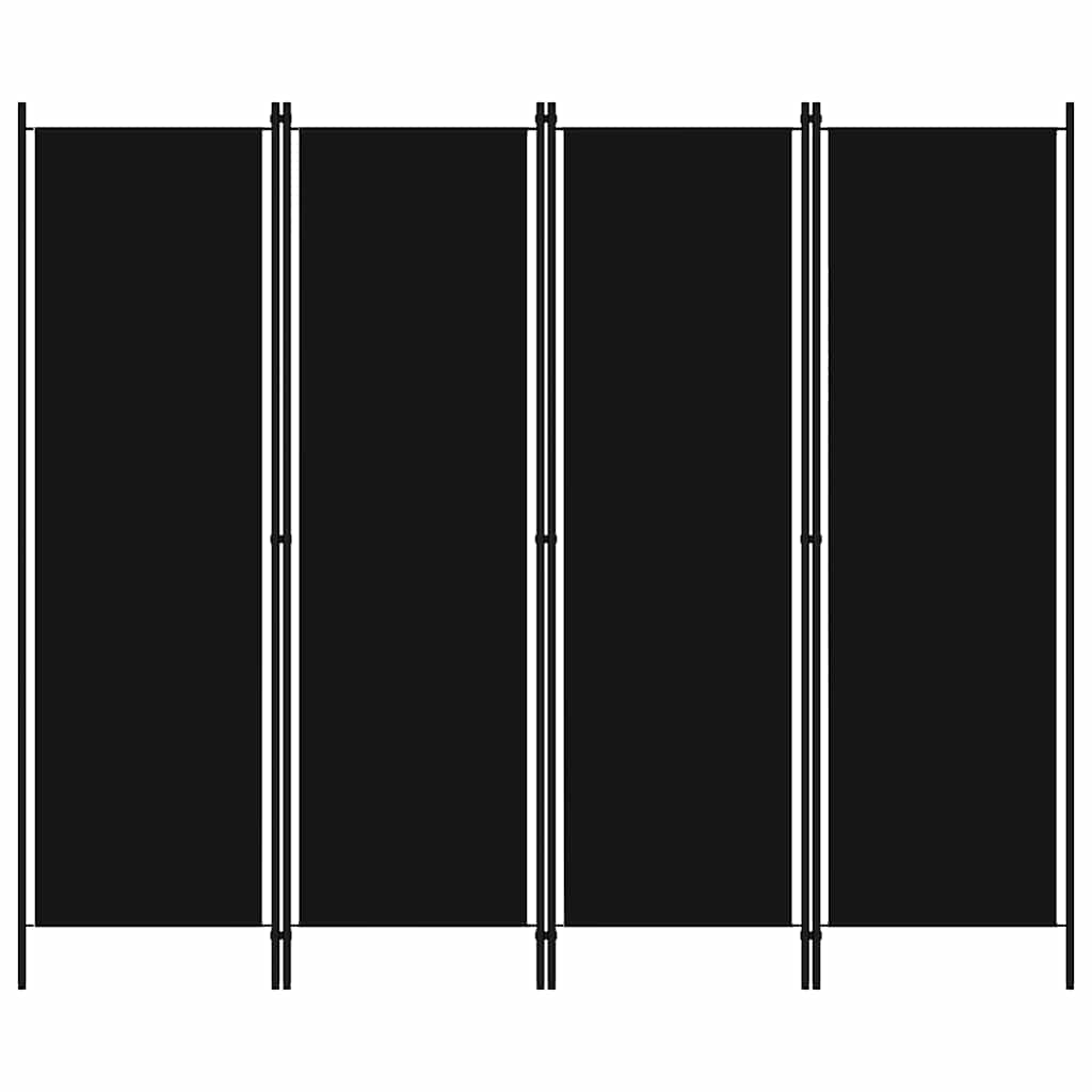 Paravento a 4 Pannelli Nero 200x180 cm