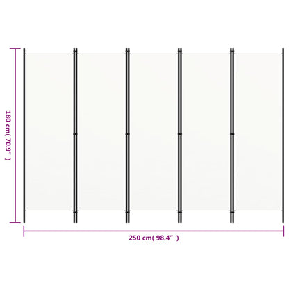 Paravento a 5 Pannelli Bianco 250x180 cm - homemem39
