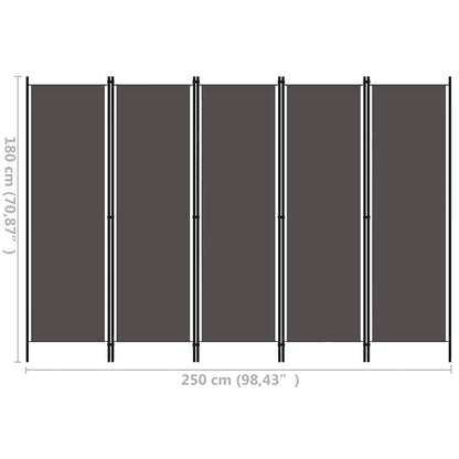 Paravento a 5 Pannelli Antracite 250x180 cm | homemem39