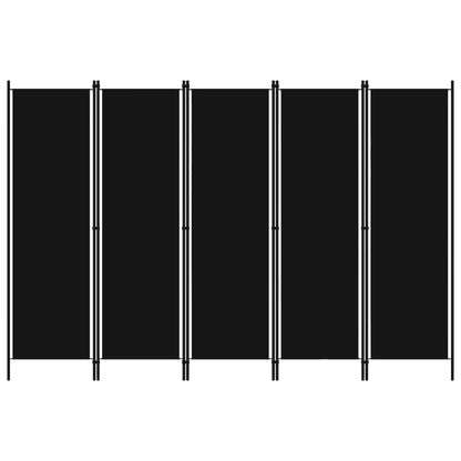Paravento a 5 Pannelli Nero 250x180 cm