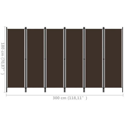 Paravento a 6 Pannelli Marrone 300x180 cm | homemem39