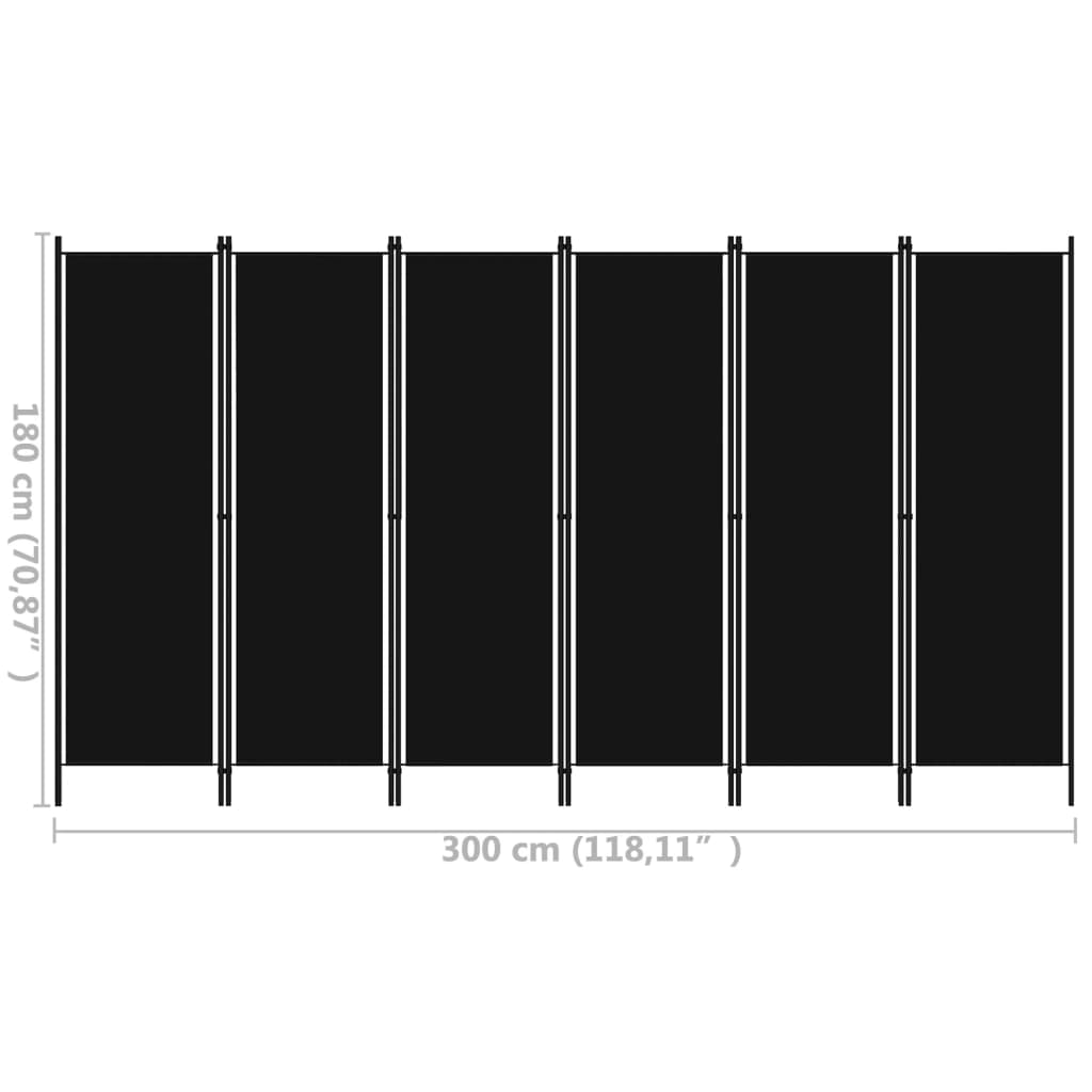 Paravento a 6 Pannelli Nero 300x180 cm | homemem39