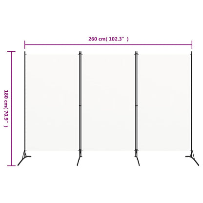 Divisorio a 3 Pannelli Bianco 260x180 cm in Tessuto | homemem39