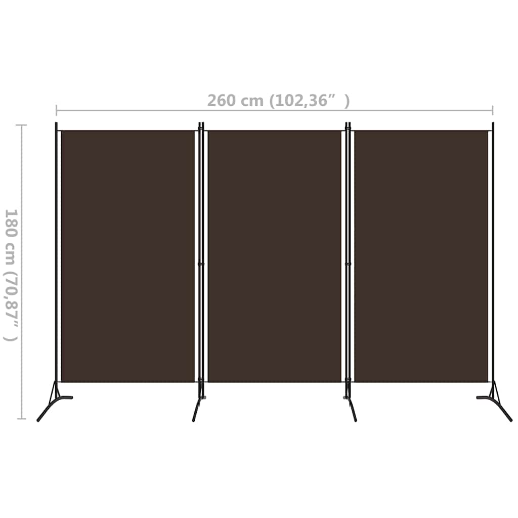 Paravento a 3 Pannelli Marrone 260x180 cm | homemem39