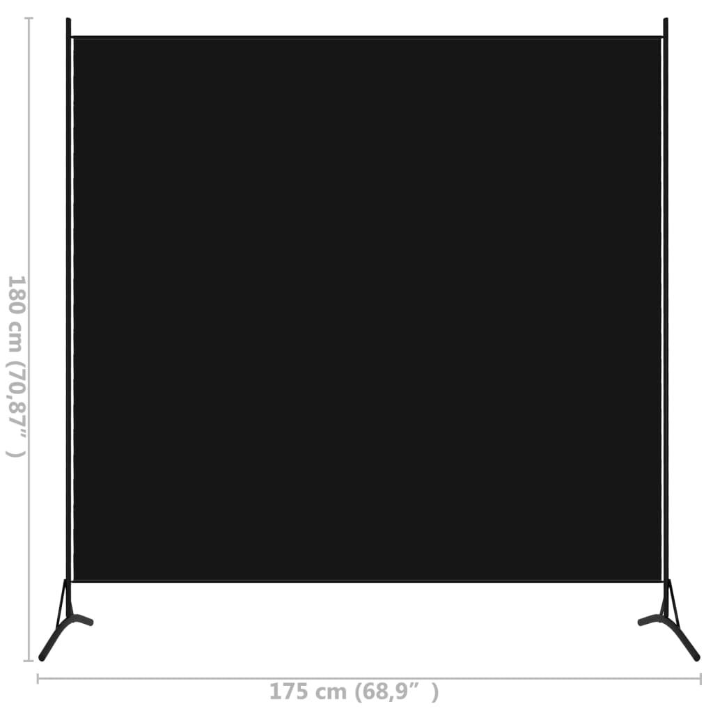 Paravento Nero 175x180 cm in Tessuto - homemem39