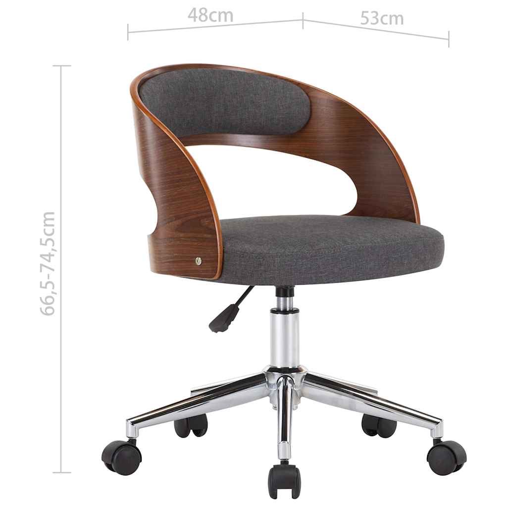 Sedie da Pranzo Girevoli 4 pz Legno Curvato e Tessuto Grigio