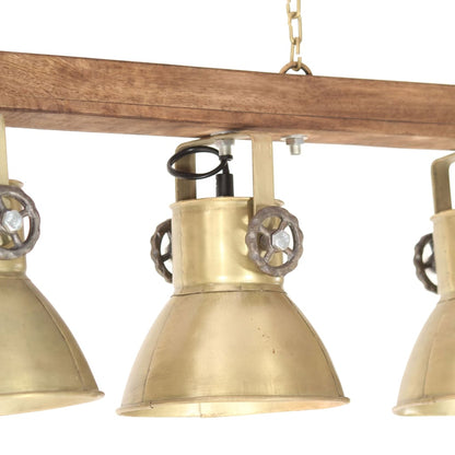 Lampada a Sospensione Industriale Ottone E27 Legno di Mango - homemem39