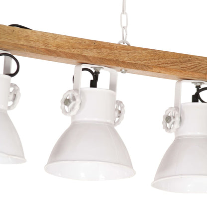 Lampada a Sospensione Industriale Bianca E27 Legno di Mango - homemem39