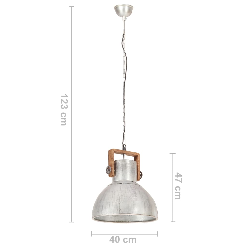 Lampada a Sospensione Industriale 25 W Argento Rotonda 40cm E27