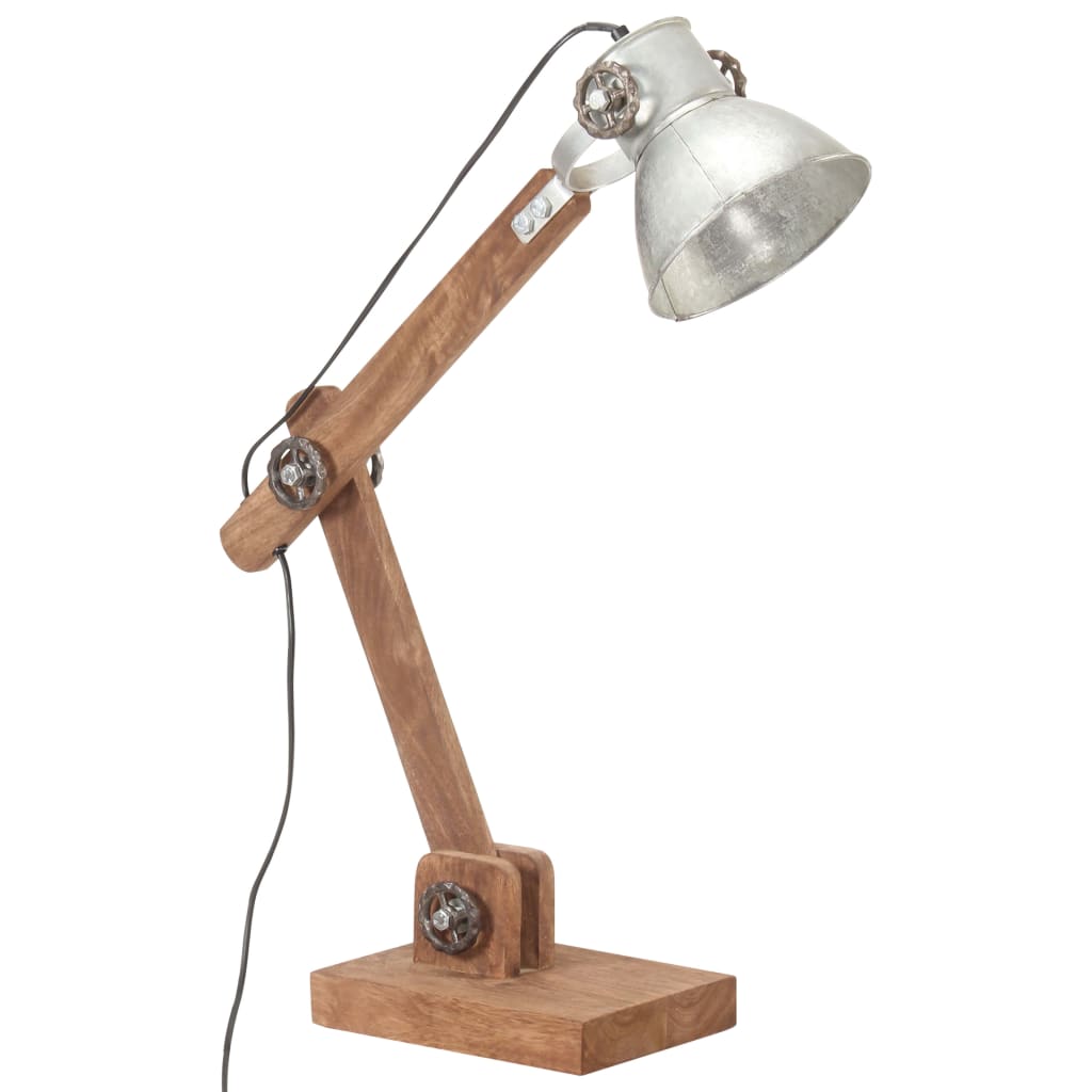 Lampada da Scrivania Industriale Argento Rotonda 58x18x90cm E27 | homemem39