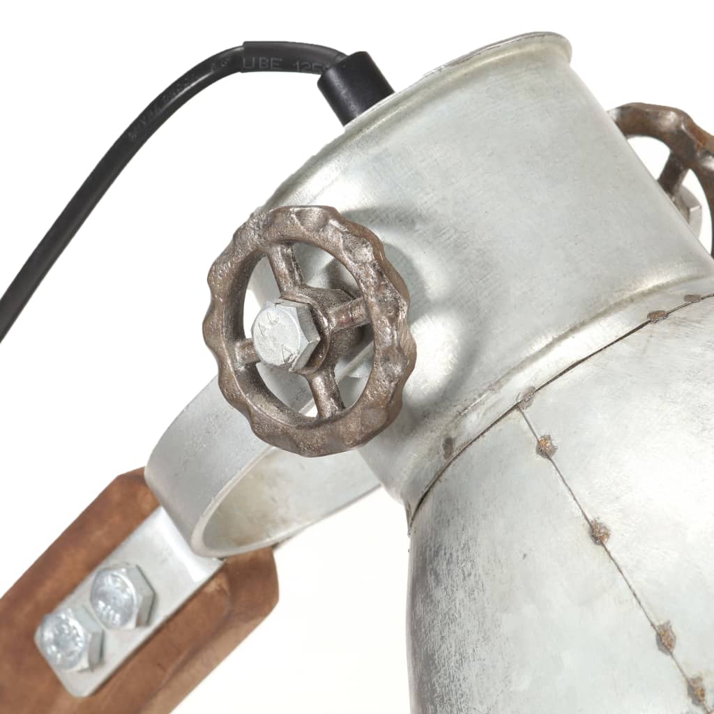 Lampada da Scrivania Industriale Argento Rotonda 58x18x90cm E27 | homemem39