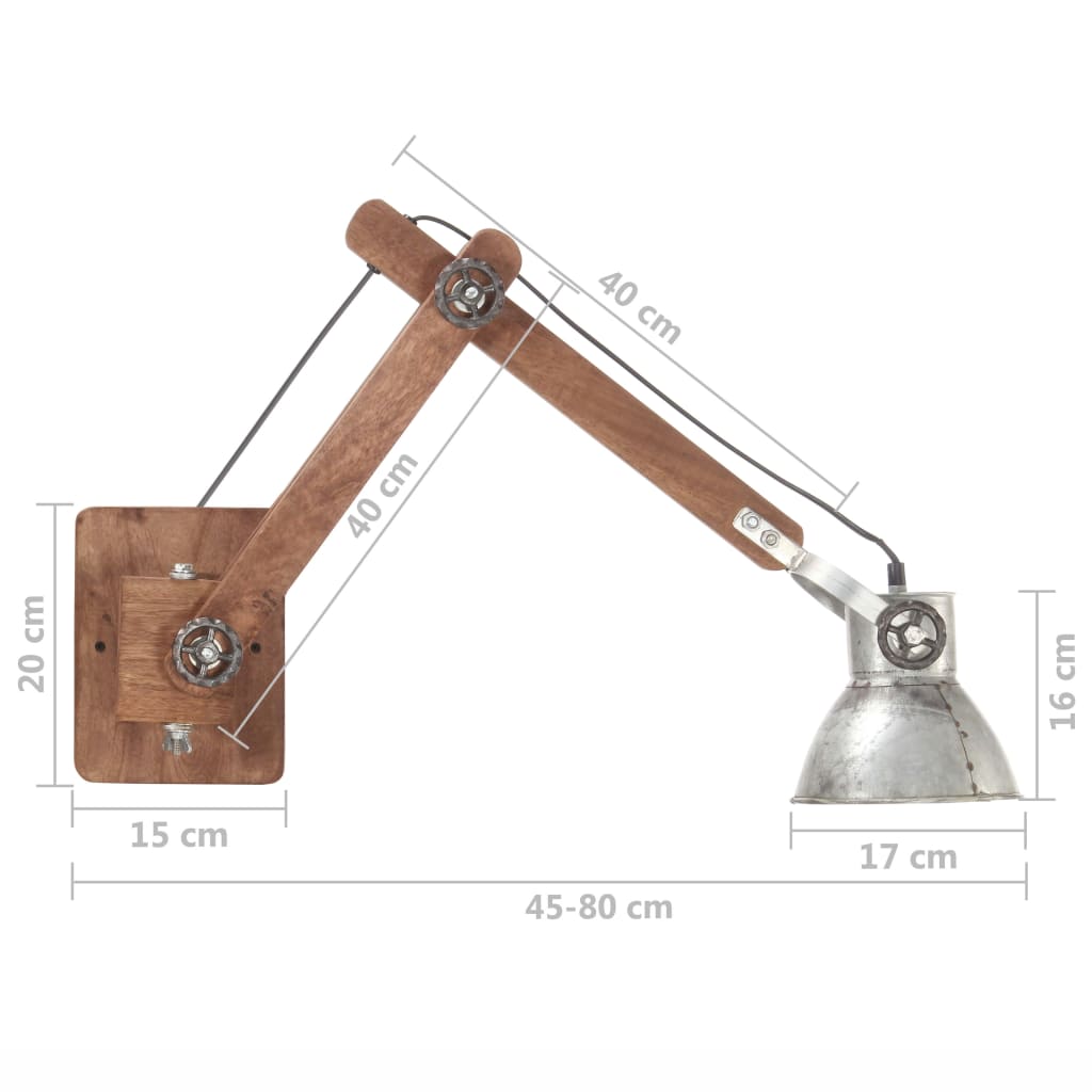 Lampada da Parete Stile Industriale Argento Rotonda E27