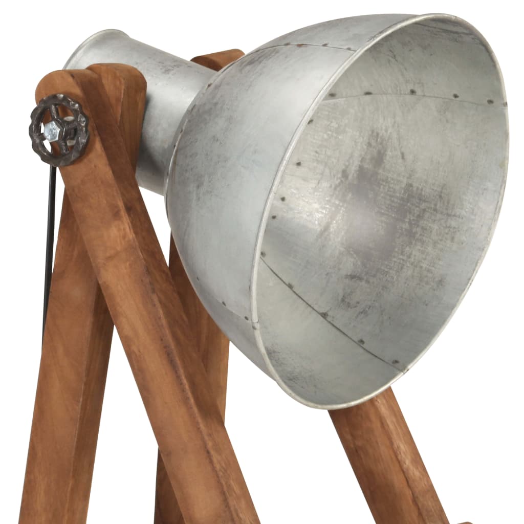 Lampada da Pavimento Argento E27 in Legno Massello di Mango | homemem39