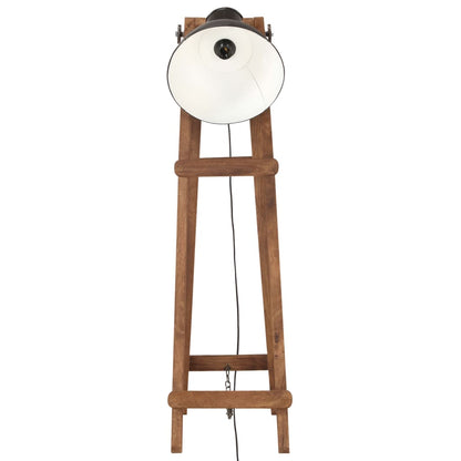Lampada da Pavimento Nera E27 in Legno Massello di Mango