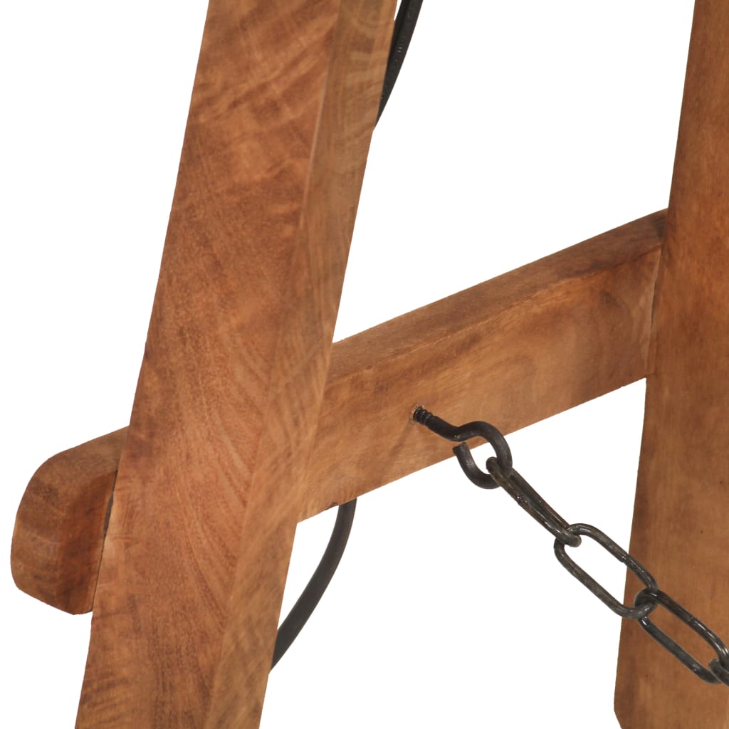Lampada da Pavimento Nera E27 in Legno Massello di Mango