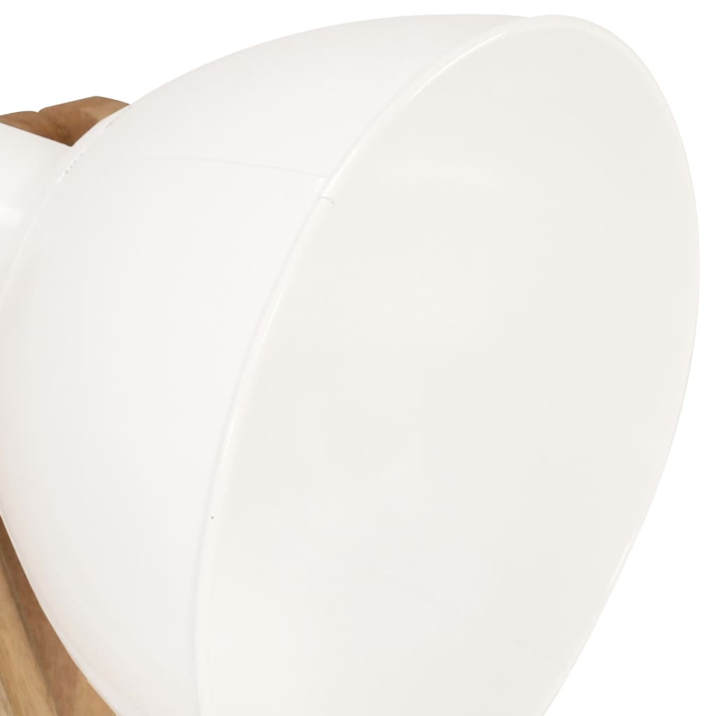 Lampada da Pavimento Bianca E27 in Legno Massello di Mango