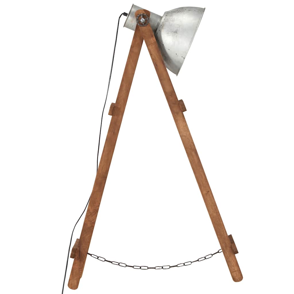 Lampade da Pavimento 3 pz Argento E27 in Massello di Mango