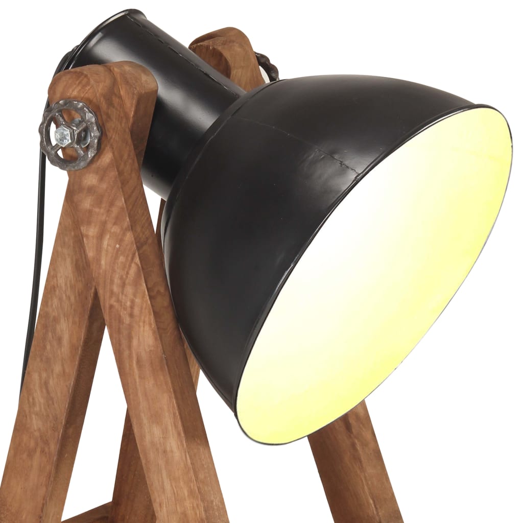 Lampade da Pavimento 3 pz Nere E27 in Legno Massello di Mango - homemem39