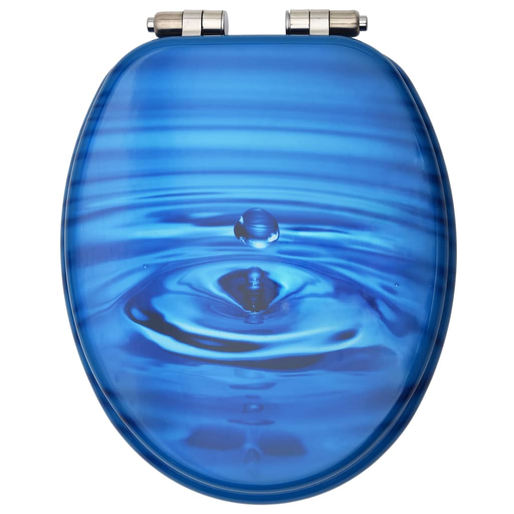 Tavoletta WC a Chiusura Ammortizzata in MDF Blu Goccia d'Acqua | homemem39