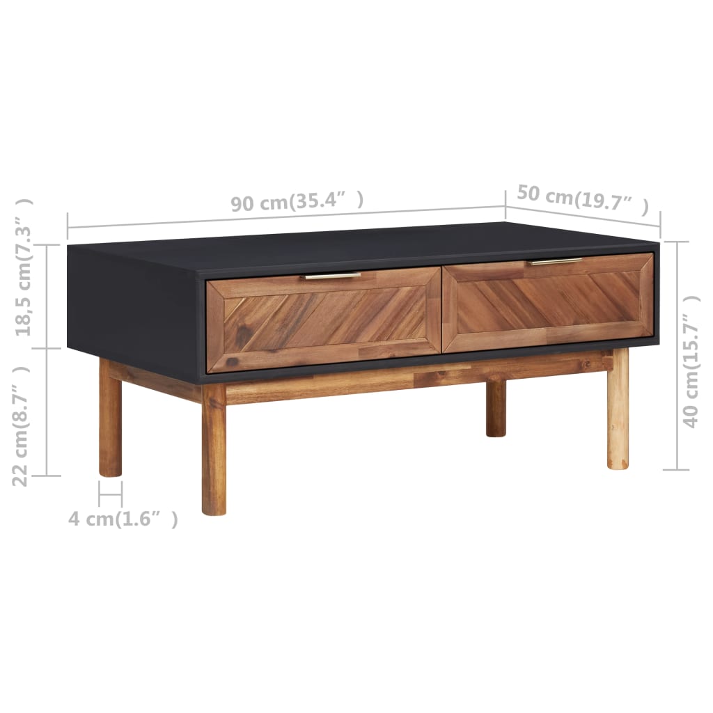 Tavolino da Salotto 90x50x40 cm Legno Massello di Acacia e MDF | homemem39