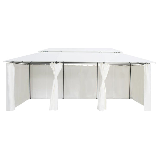 Gazebo con Tende 600x298x270 cm Bianco 180g/m² - homemem39
