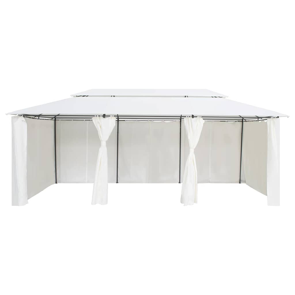 Gazebo con Tende 600x298x270 cm Bianco 180g/m²