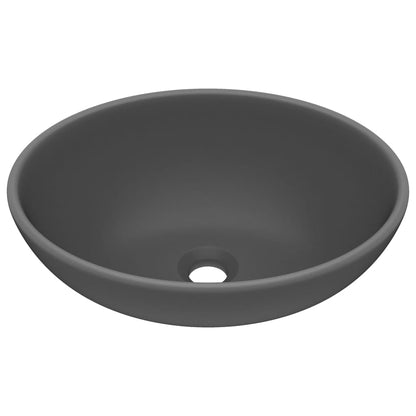 Lavandino Lusso Ovale Grigio Scuro Opaco 40x33 cm in Ceramica - homemem39