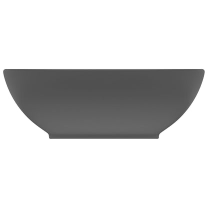 Lavandino Lusso Ovale Grigio Scuro Opaco 40x33 cm in Ceramica - homemem39